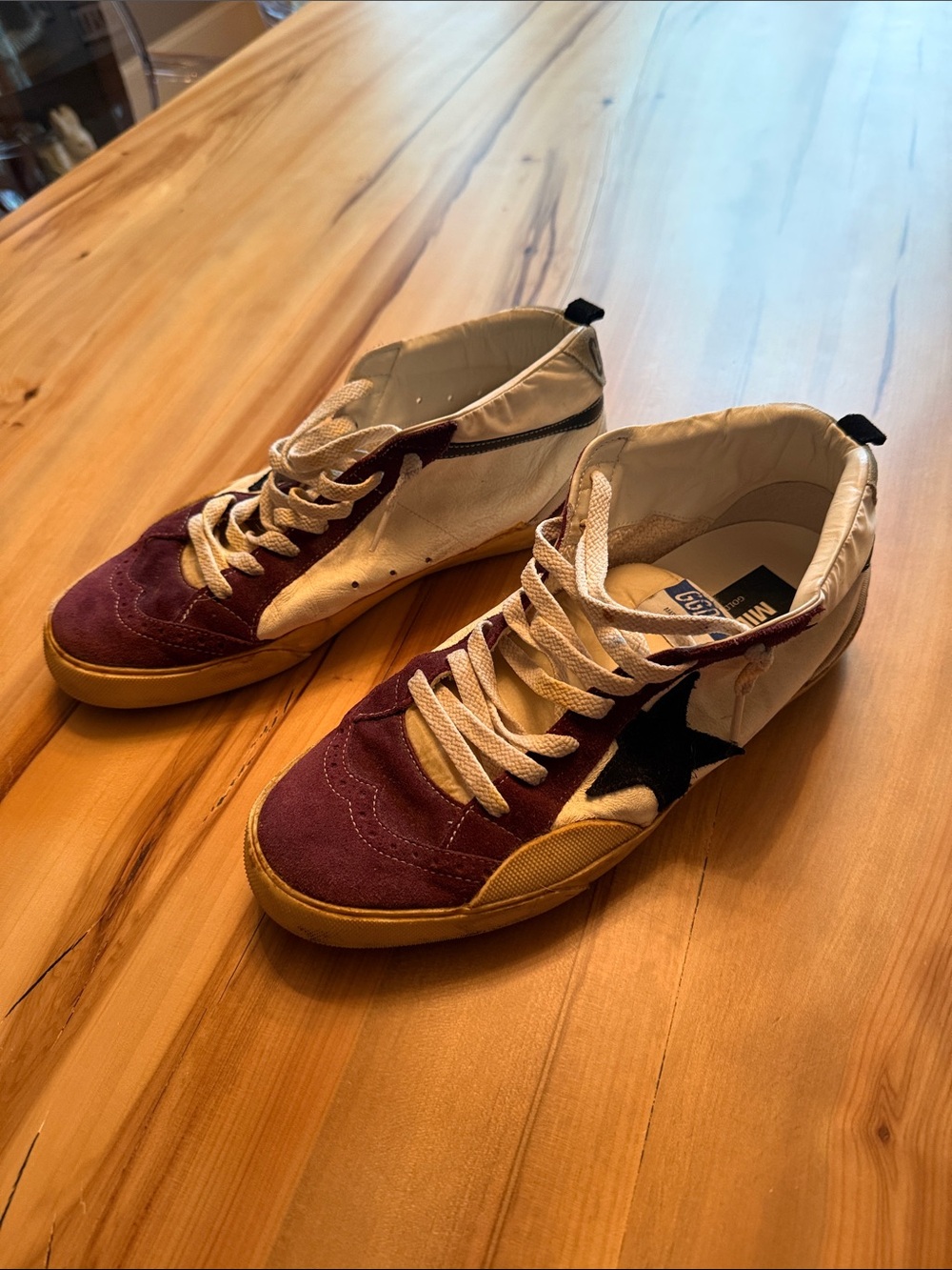 Burgundy, Black and White Golden Goose Midstar, size 43.
